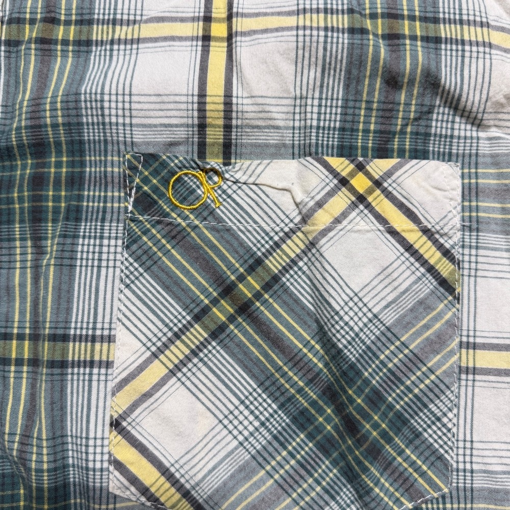 OP Ocean Pacific Mens XL Green Plaid Short Sleeve Button Up Shirt - Picture 6 of 11